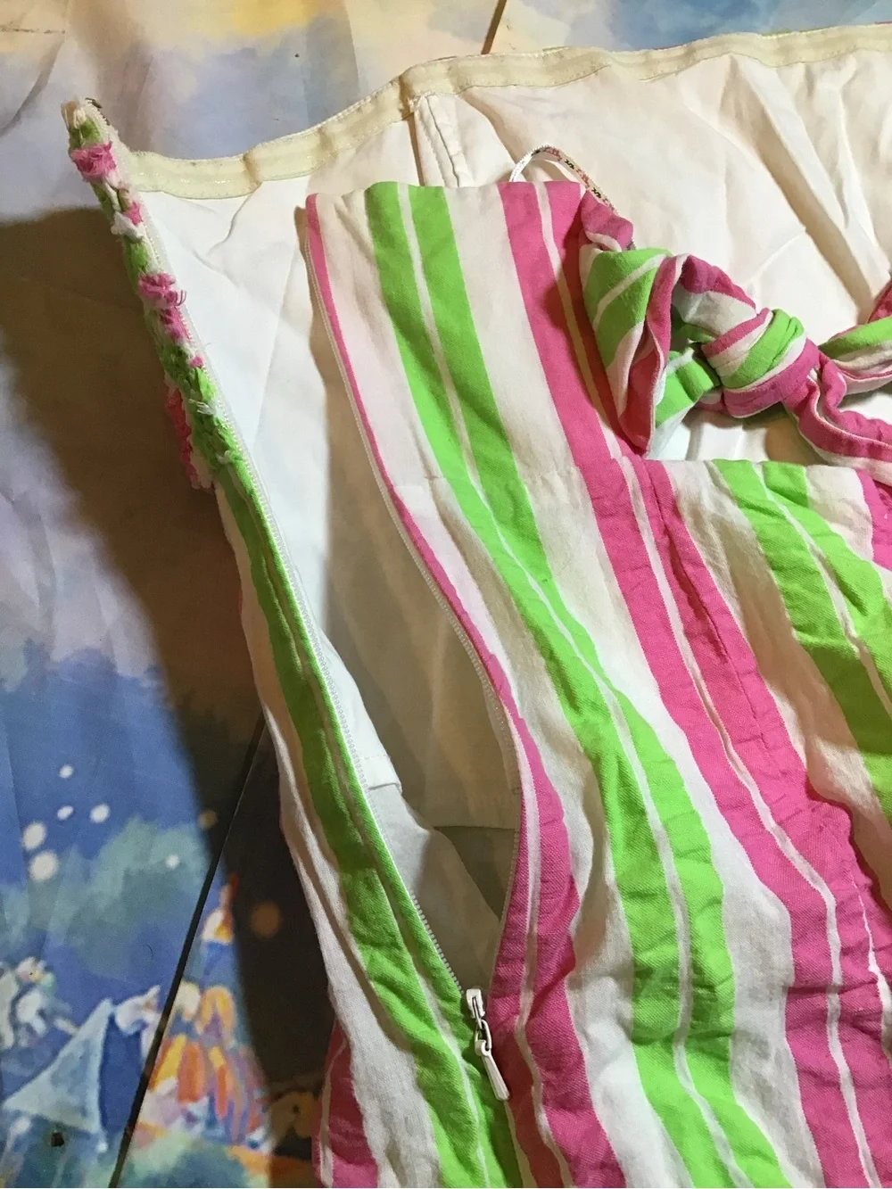 Lilly Pulitzer strapless  mini dress vibrant pink and green woman - Picture 7 of 7